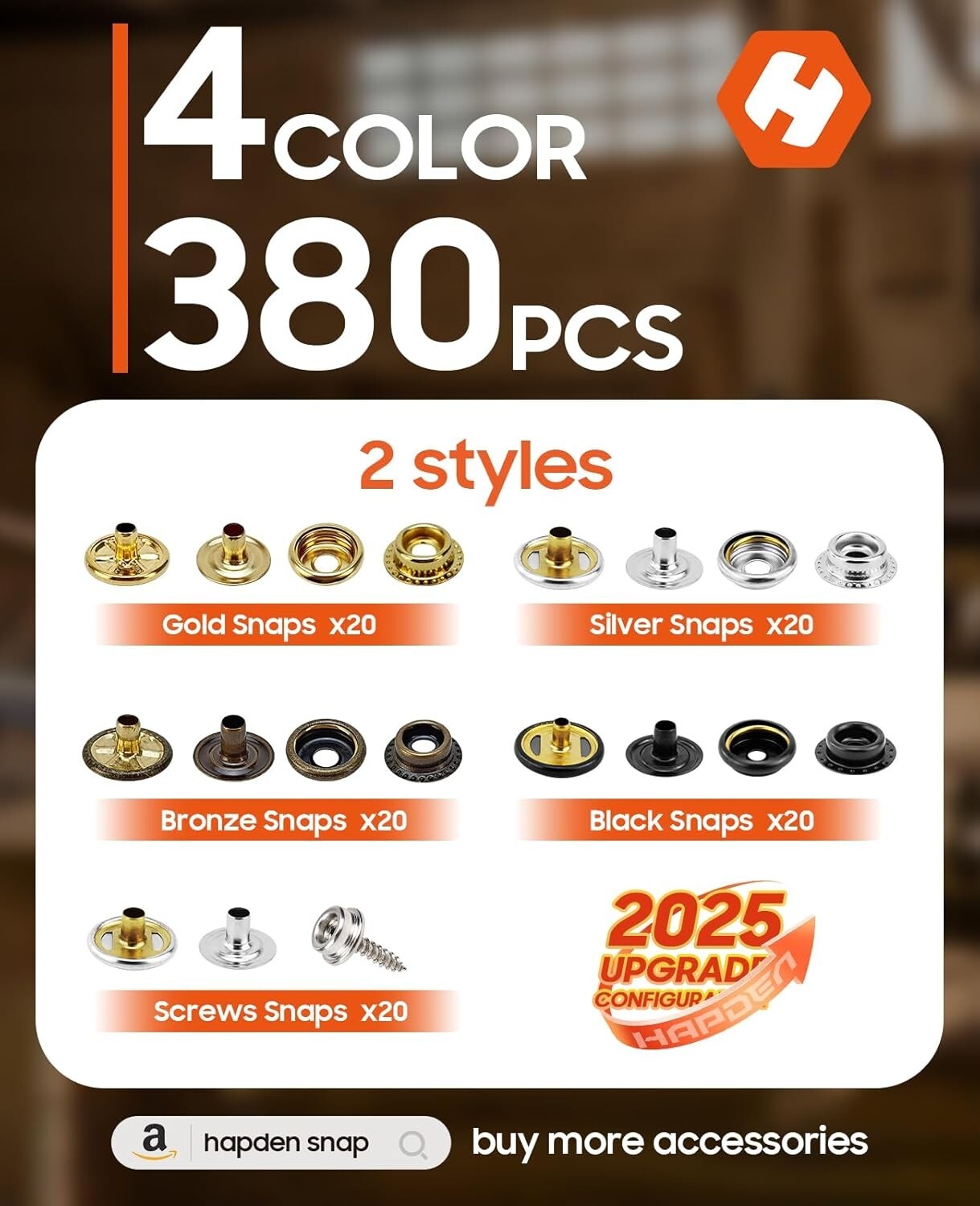 Effortless Snap Installation Tool with 100 Durable Canvas Snaps - Orange Kit