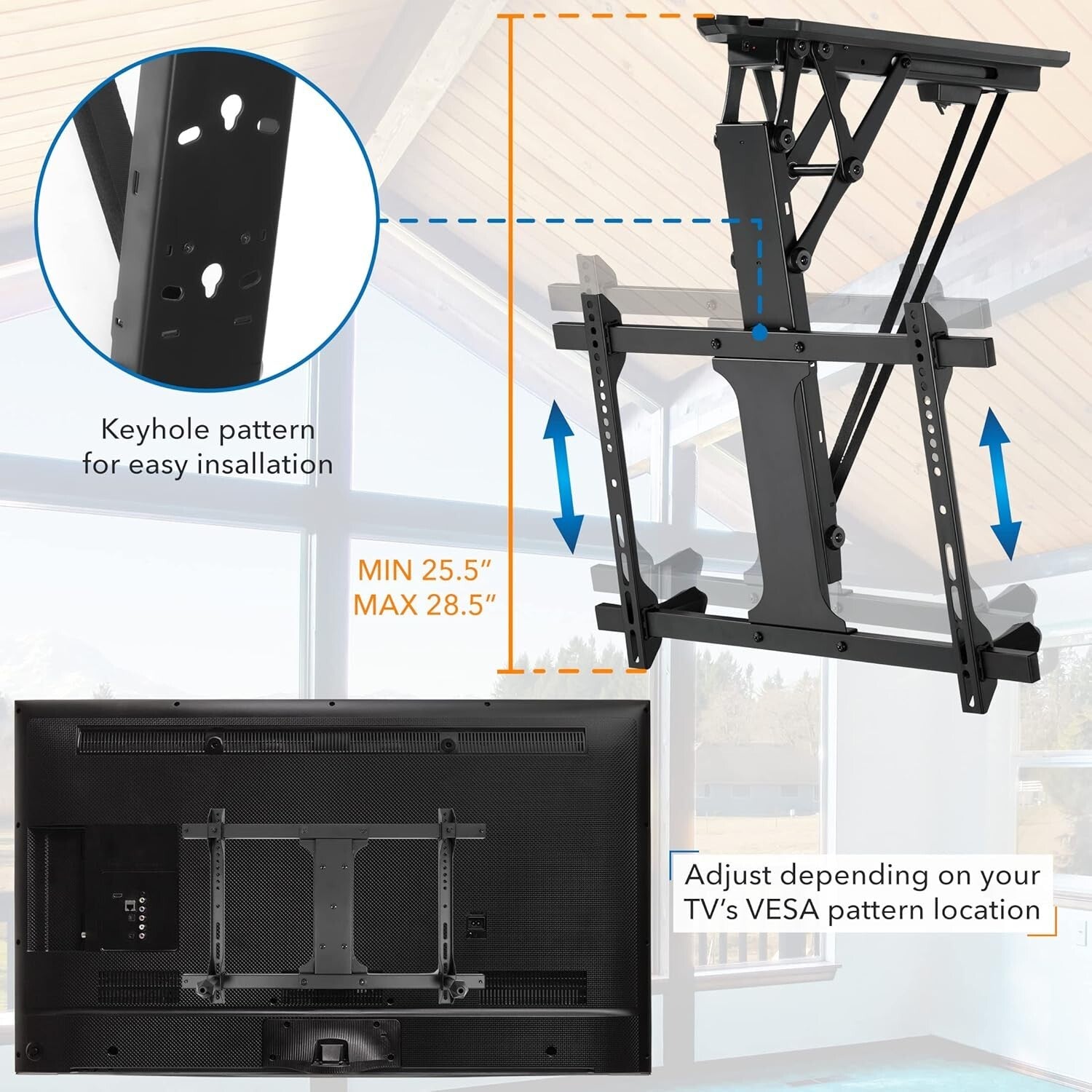 Electric Flip-Down TV Bracket Holds Up to 77 lbs - Perfect for Stylish Spaces