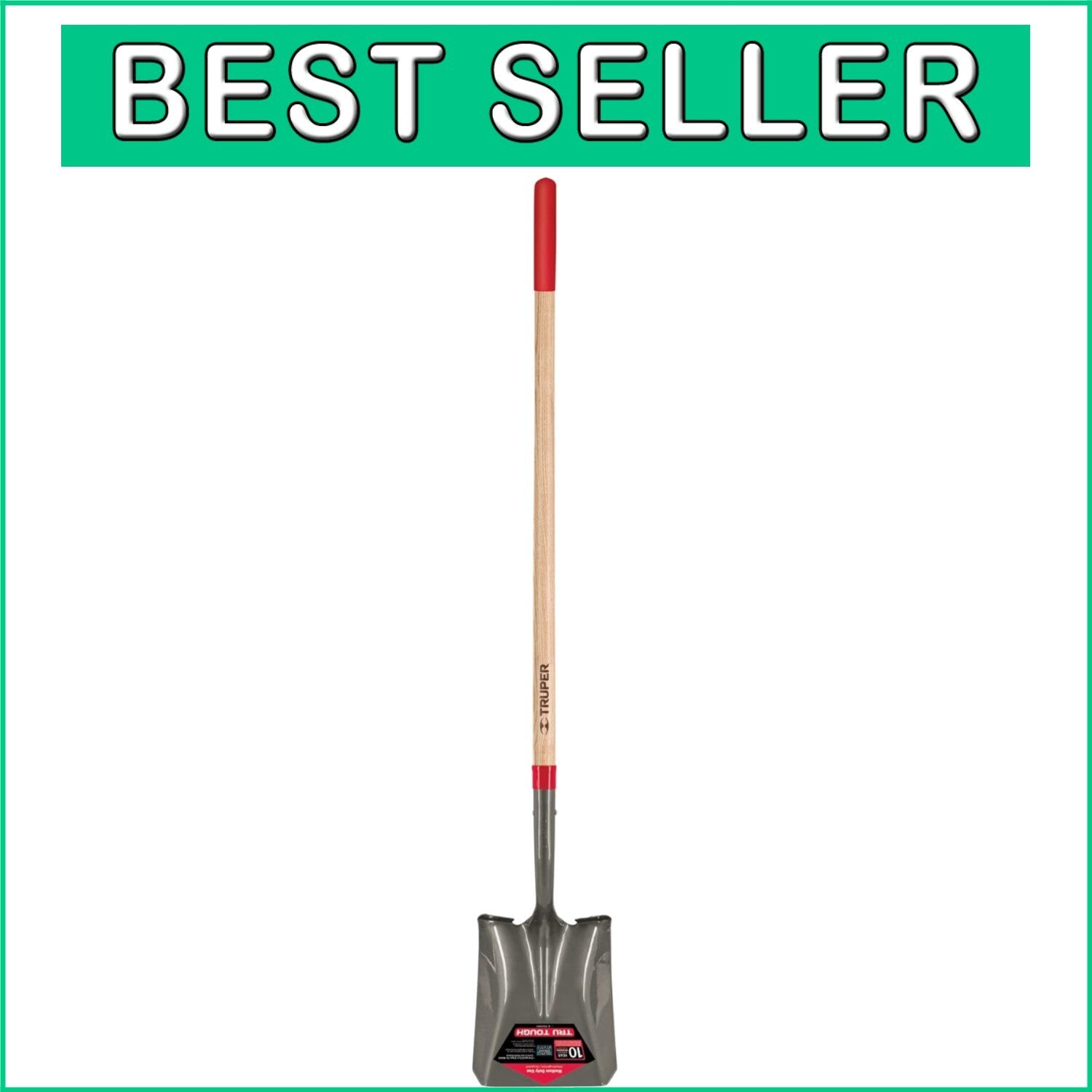 Ergonomic Square-Point Shovel - 48-Inch Hardwood Handle with 16-Gauge Blade