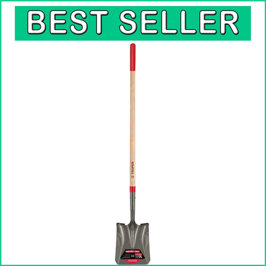 Ergonomic Square-Point Shovel - 48-Inch Hardwood Handle with 16-Gauge Blade
