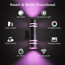 Load image into Gallery viewer, Elegant RGB Up and Down Outdoor Wall Lights - 2 Pack with Smart Control &amp; Safety