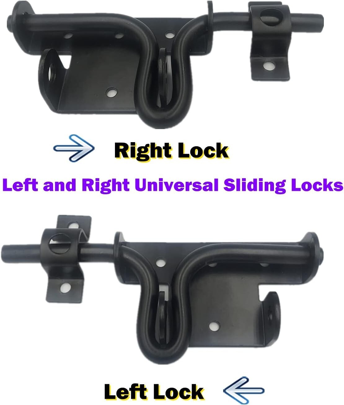 Sturdy 4pcs Metal Gate Latch Kit with Padlock Hole - Ideal for Fences and Gates