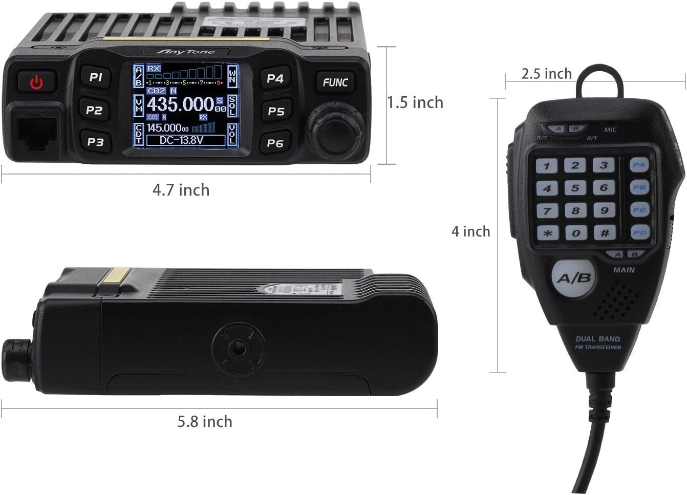 VHF/UHF Dual Band Mobile Transceiver Radio for Reliable Vehicle Communication