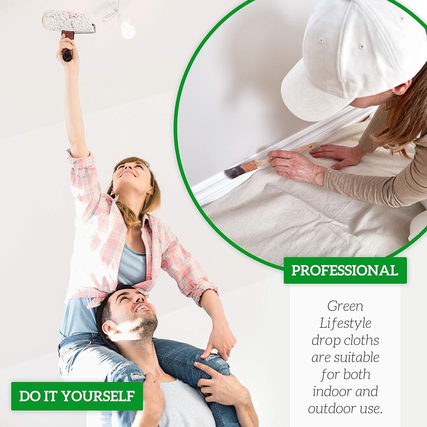 Eco-Friendly Canvas Drop Cloth 12' x 15' - Washable Drop Sheet for Easy Cleanup