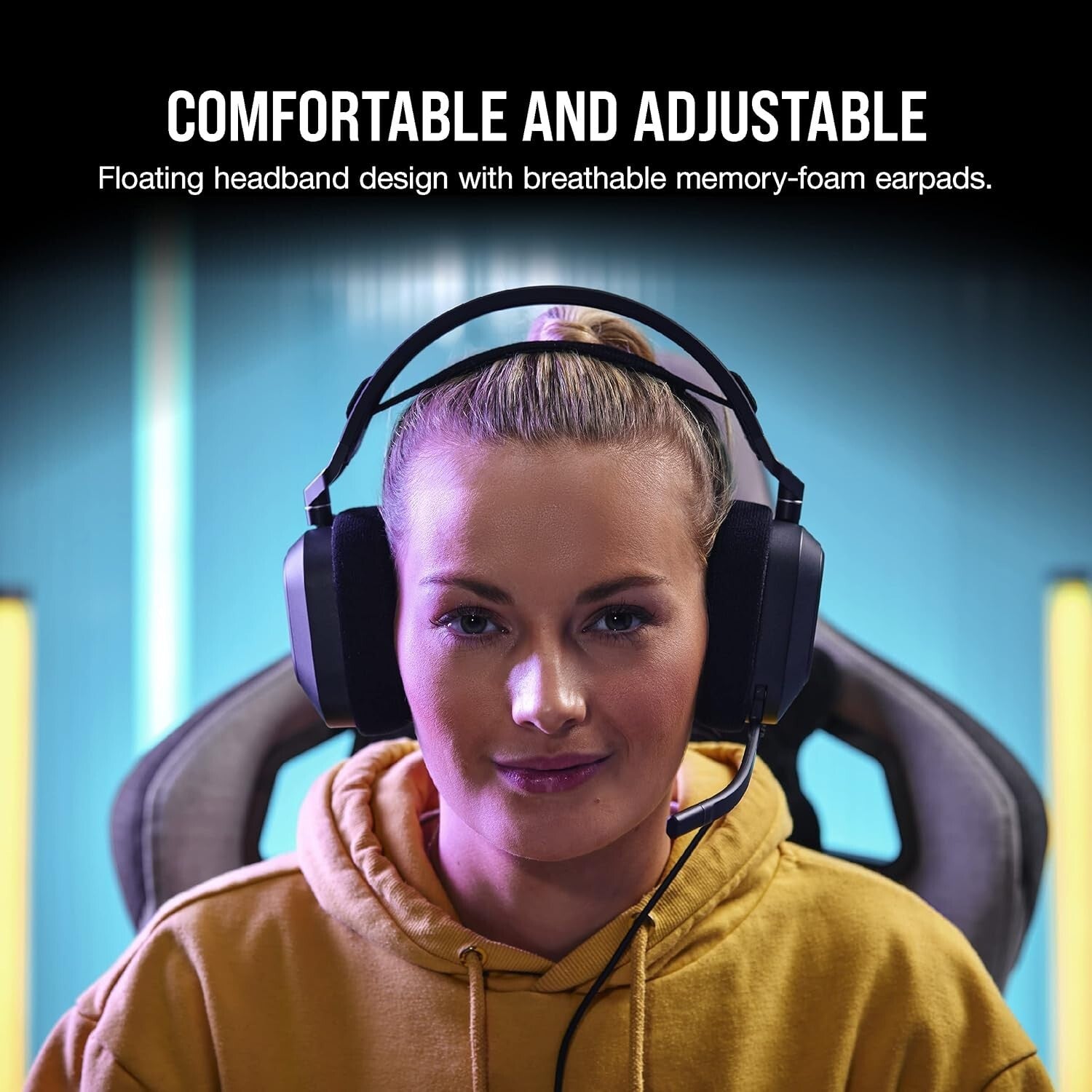 Wireless Performance with HS80 RGB Gaming Headset, Touch Control & Comfort Fit