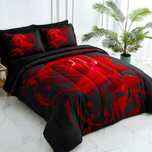 Load image into Gallery viewer, Lightweight Microfiber 7-Piece Red Floral Comforter Set - Perfect for Bedrooms