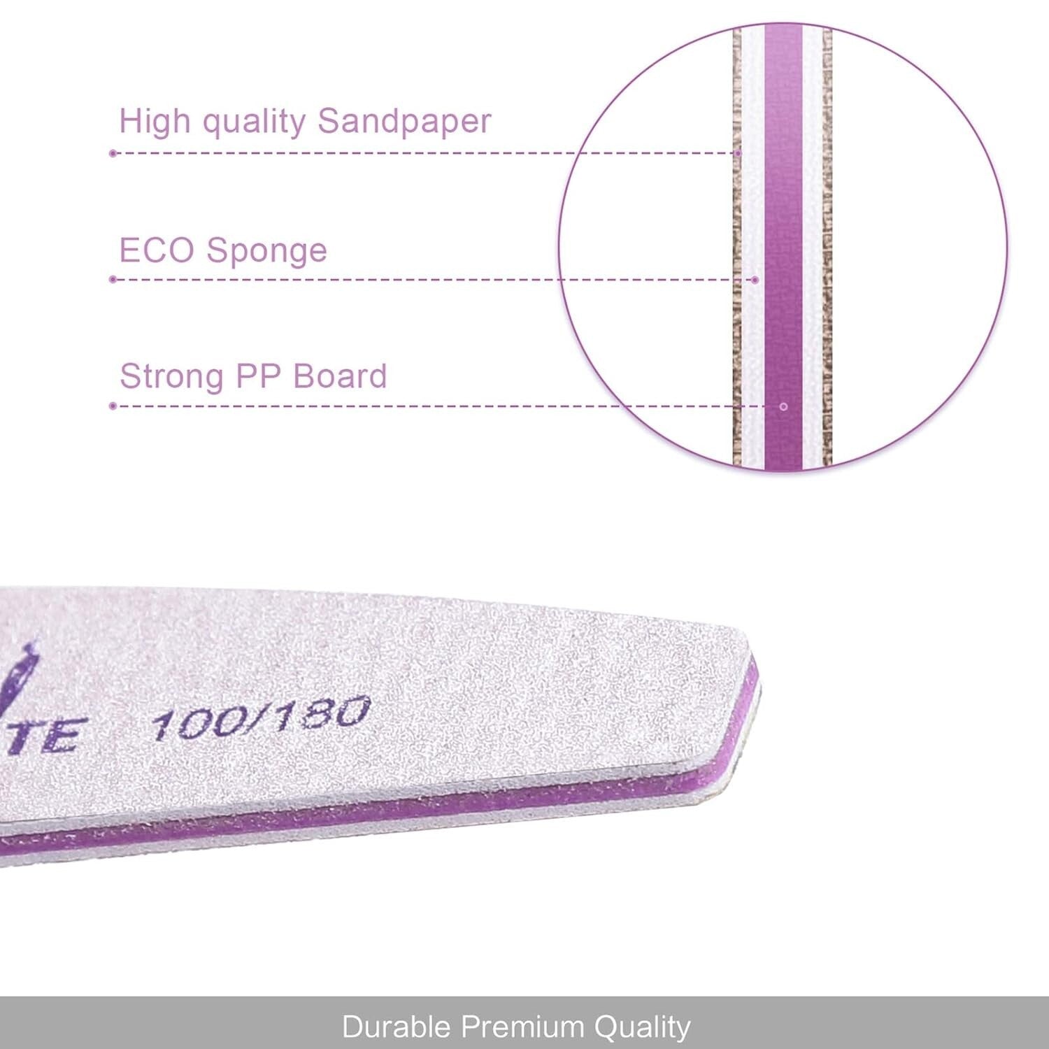 Pack of 100 Double-Sided Emery Boards for Salon-Quality Nail Care - 100/180 Grit