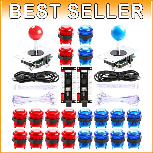 DIY LED Arcade Controller Kit - Includes 2 Joysticks & 20 Colorful Buttons