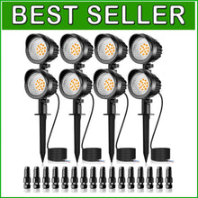 Load image into Gallery viewer, 8-Pack Waterproof LED Landscape Lighting 7W 800lm Warm White Outdoor Spotlights