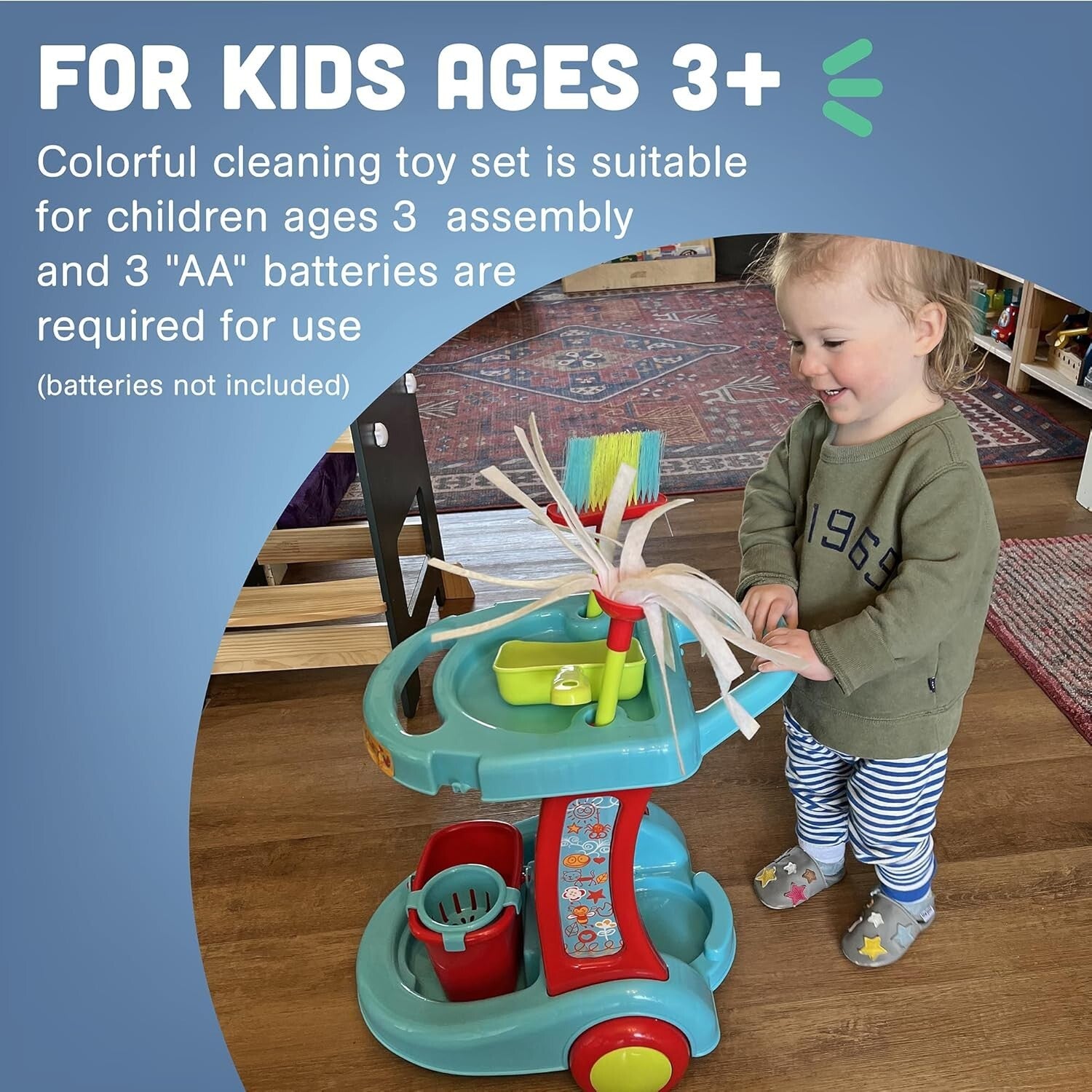 Child-Friendly Cleaning Play Set - Toy Vacuum, Trolley & Broom for Ages 3+