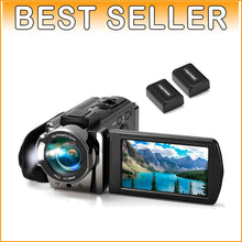 Load image into Gallery viewer, Compact 24MP Video Camera with 270° Rotating Screen &amp; Dual Batteries Included