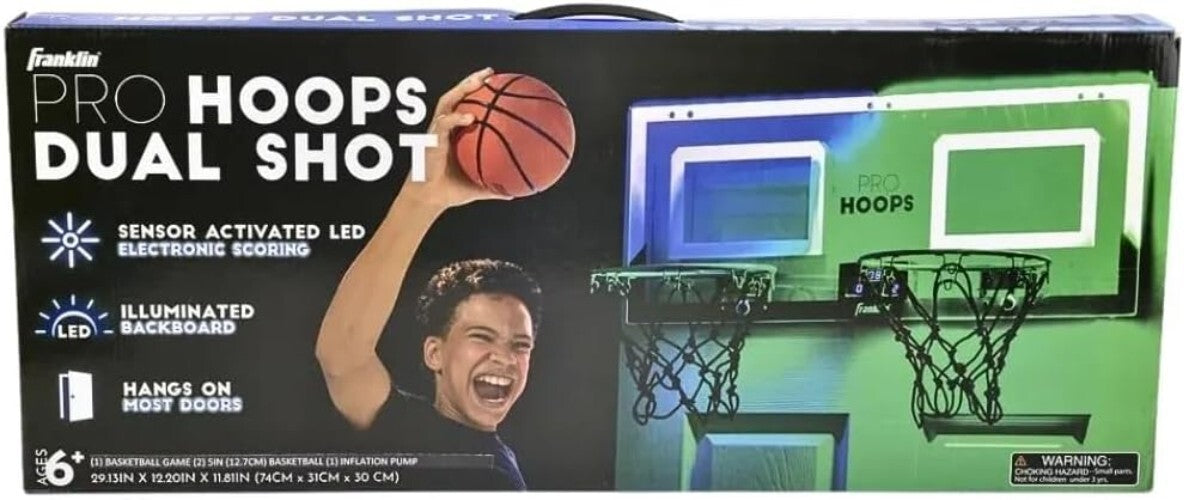 Light-Up Over-The-Door Indoor Basketball Hoops Set with Scoreboard & Balls
