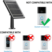 Load image into Gallery viewer, Durable Solar Panel Compatible with Ring Video Doorbell 1 - 16ft Cable Included