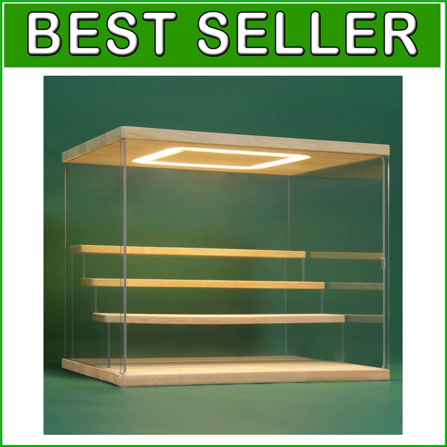4-Tier Dustproof Acrylic Display Stand with LED Light - Showcase Your Treasures!