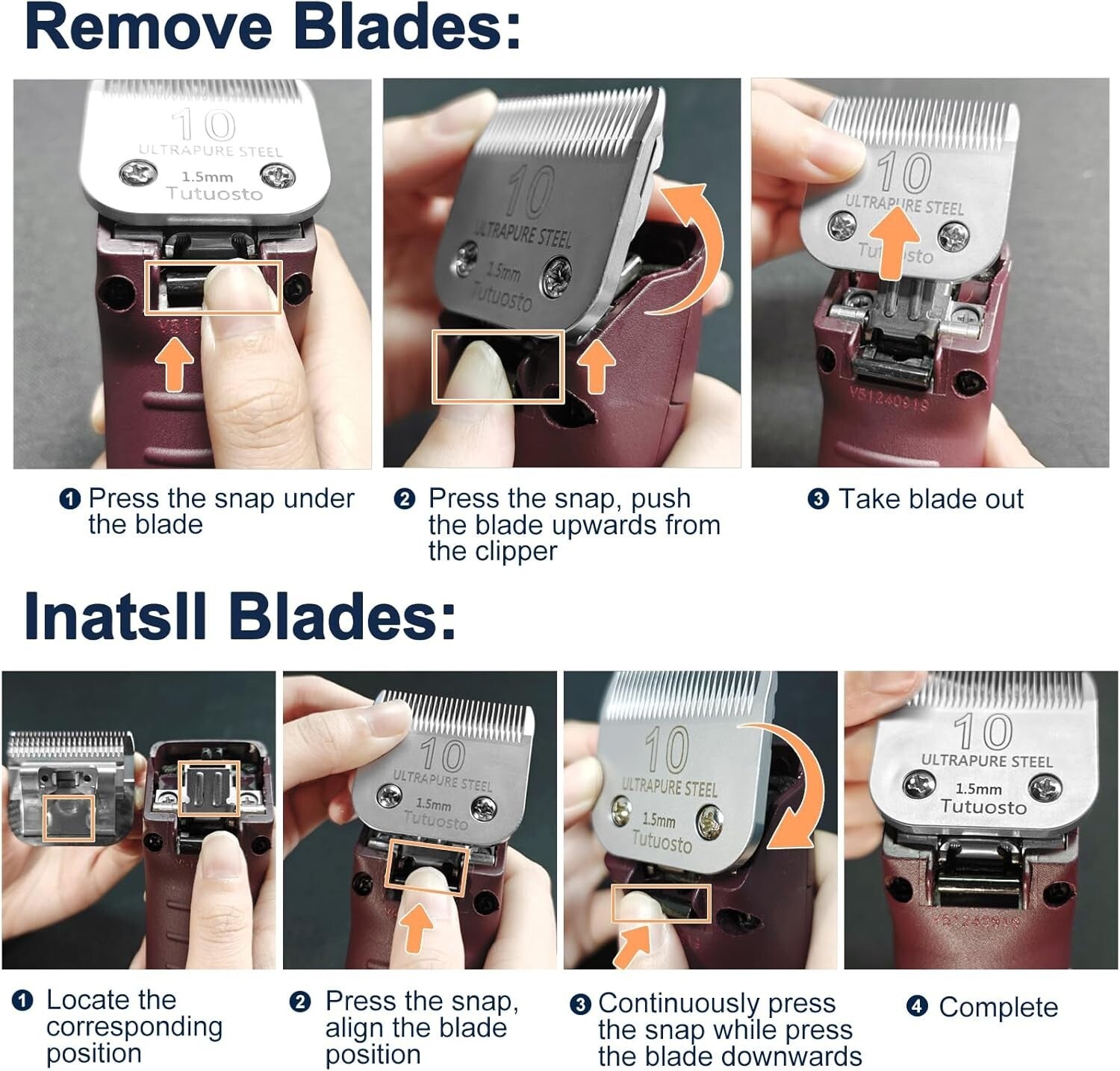 Efficient Detachable Clipper Blades for Dog Grooming - Rust-Resistant & Sharp