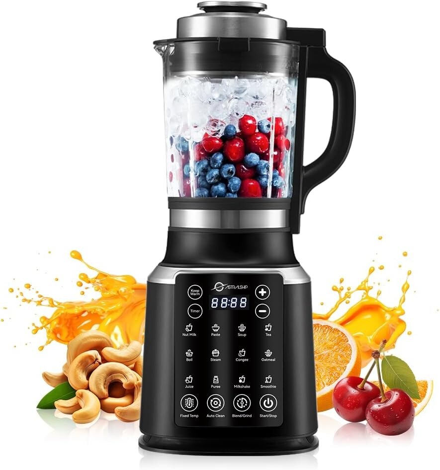 All-in-One 1200W Blender with Heating & Auto Clean - Perfect for Hot Drinks
