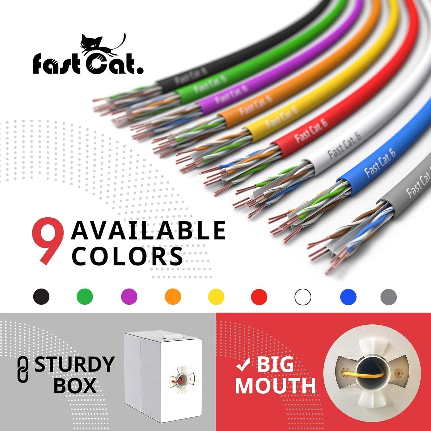 Cat 6 Ethernet Cable 1000ft - CMR Yellow, Lightning Speed, Low-Crosstalk Design