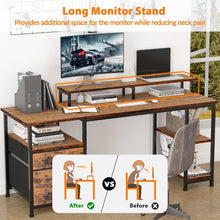 Load image into Gallery viewer, Versatile 61" Computer Desk with Shelves and File Drawer - Home Office Essential