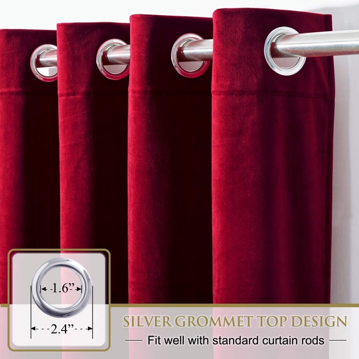 Elegant Red Velvet Drapes for Winter & Halloween Decor, 52" x 84" - 2 Panels