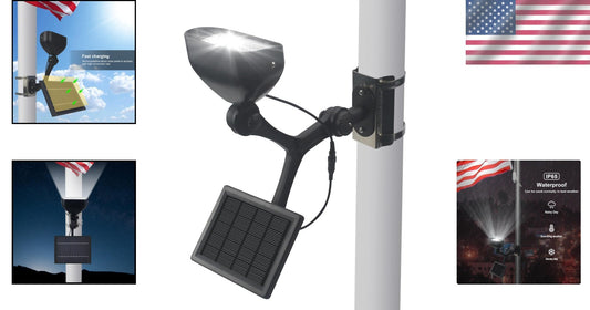 6 Super Bright Solar Flagpole Lights - IP65 Waterproof, Easy Installation