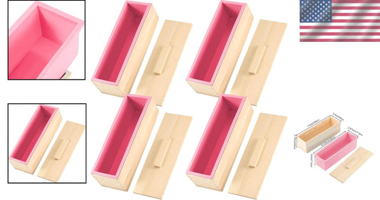 Reusable 42oz Pink Soap Molds Set with Wooden Lids - Ideal for Creative Crafts