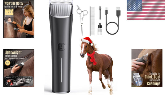 2 Speed Battery-Powered Horse Clippers for Matted Long Hair - Ultra Quiet