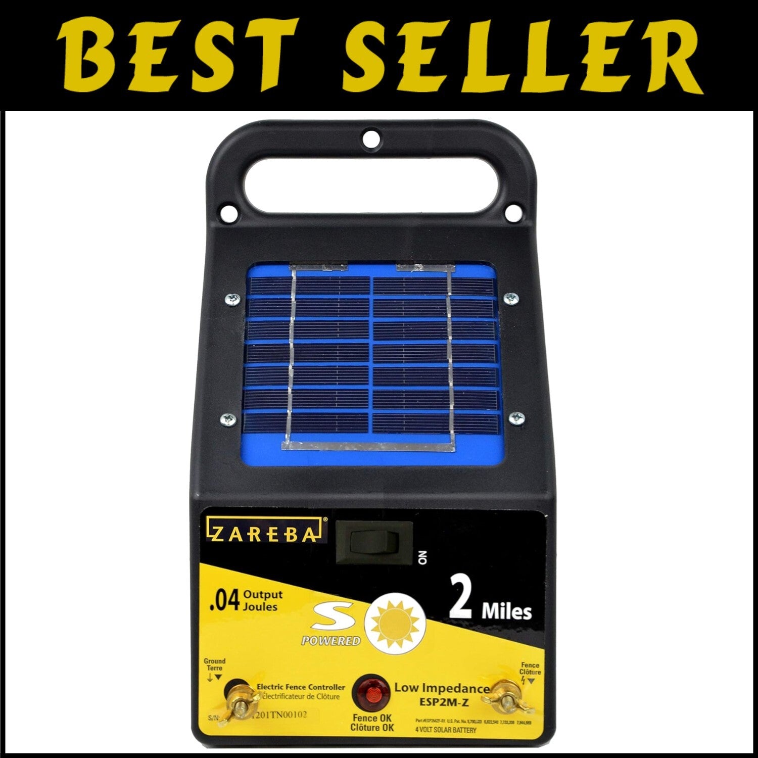 Portable Solar Electric Fence Charger - 2 Mile Range, Ideal for Animal Control