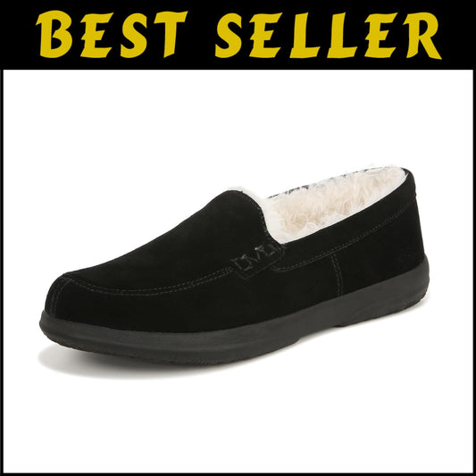 Durable Women's Black Suede Slip-On Slippers for Indoor and Outdoor Enjoyment