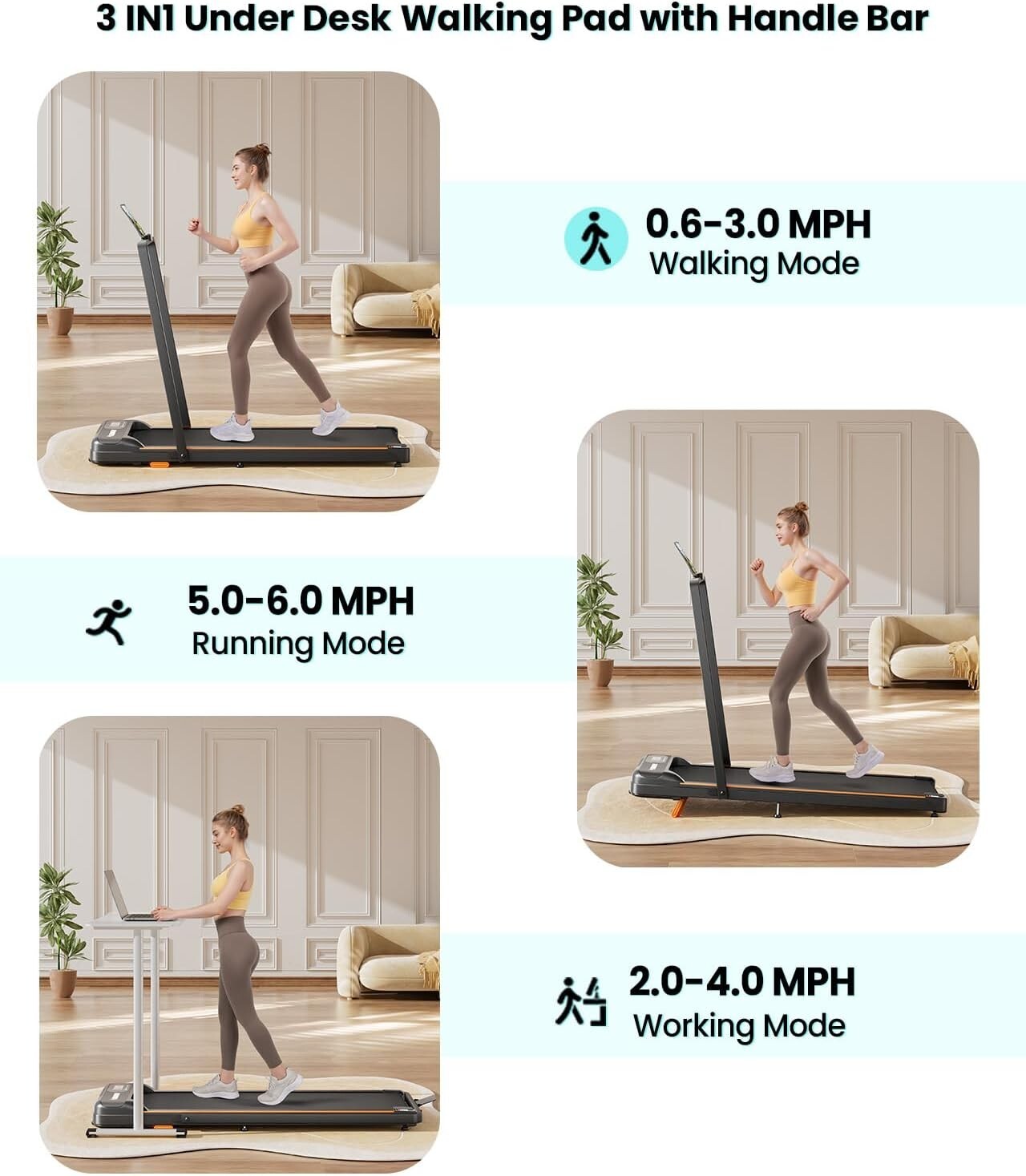 Foldable Walking Pad Treadmill with Remote Control & LED Display for Home Office