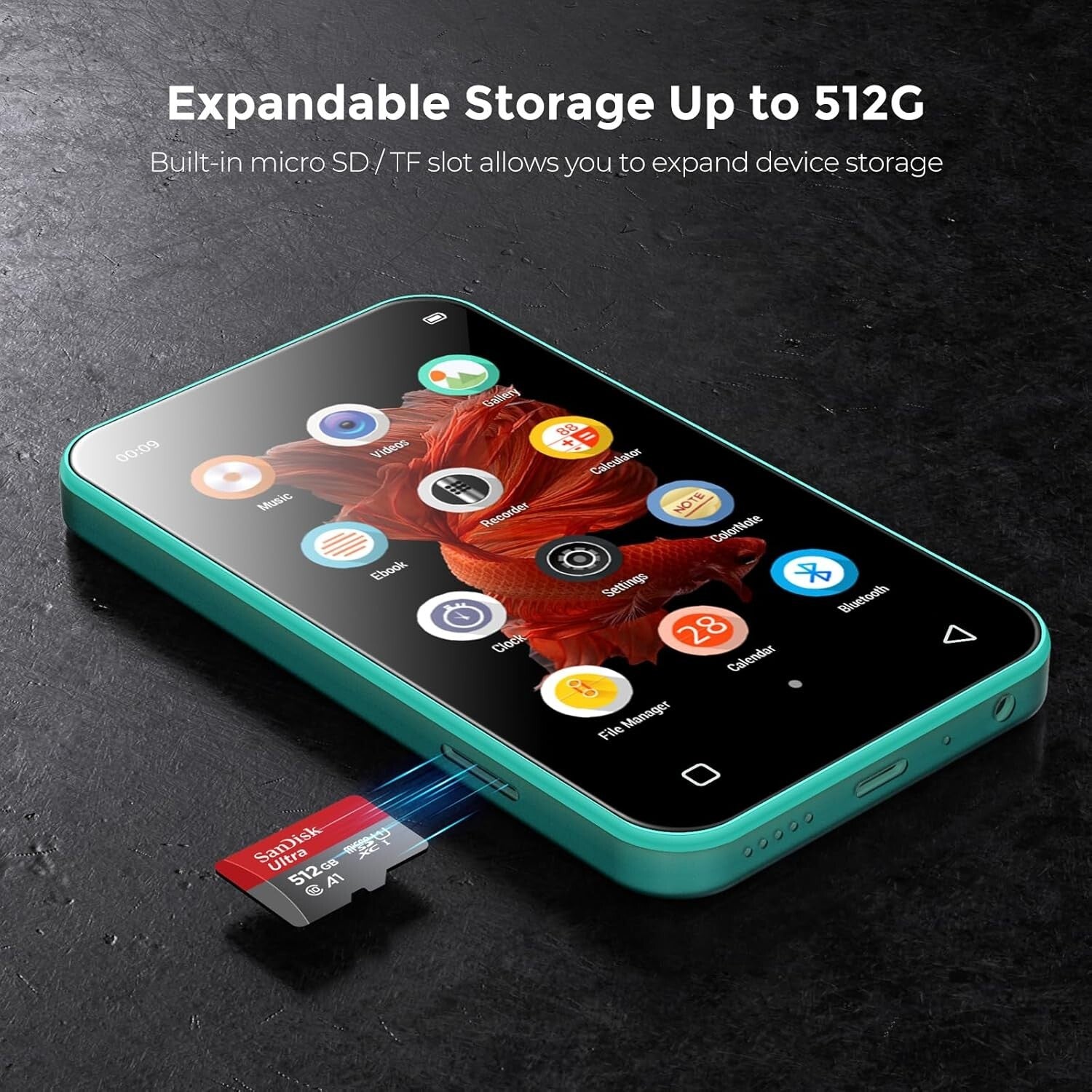 High-Resolution 72GB Bluetooth MP3 Player with Video Playback & Voice Recorder