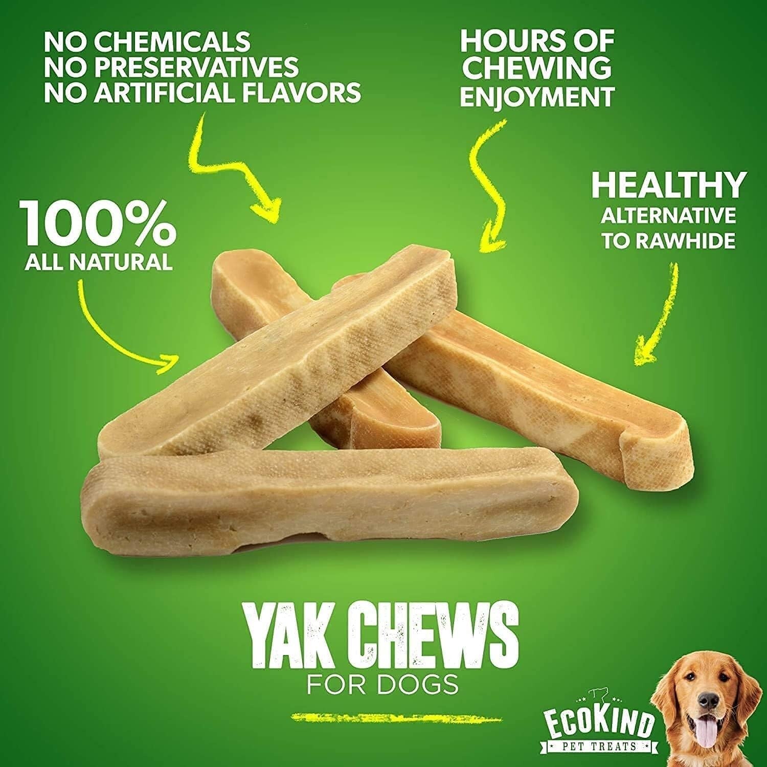 EcoKind XL Yak Cheese Dog Chews - All Natural, High Protein for Large Dogs