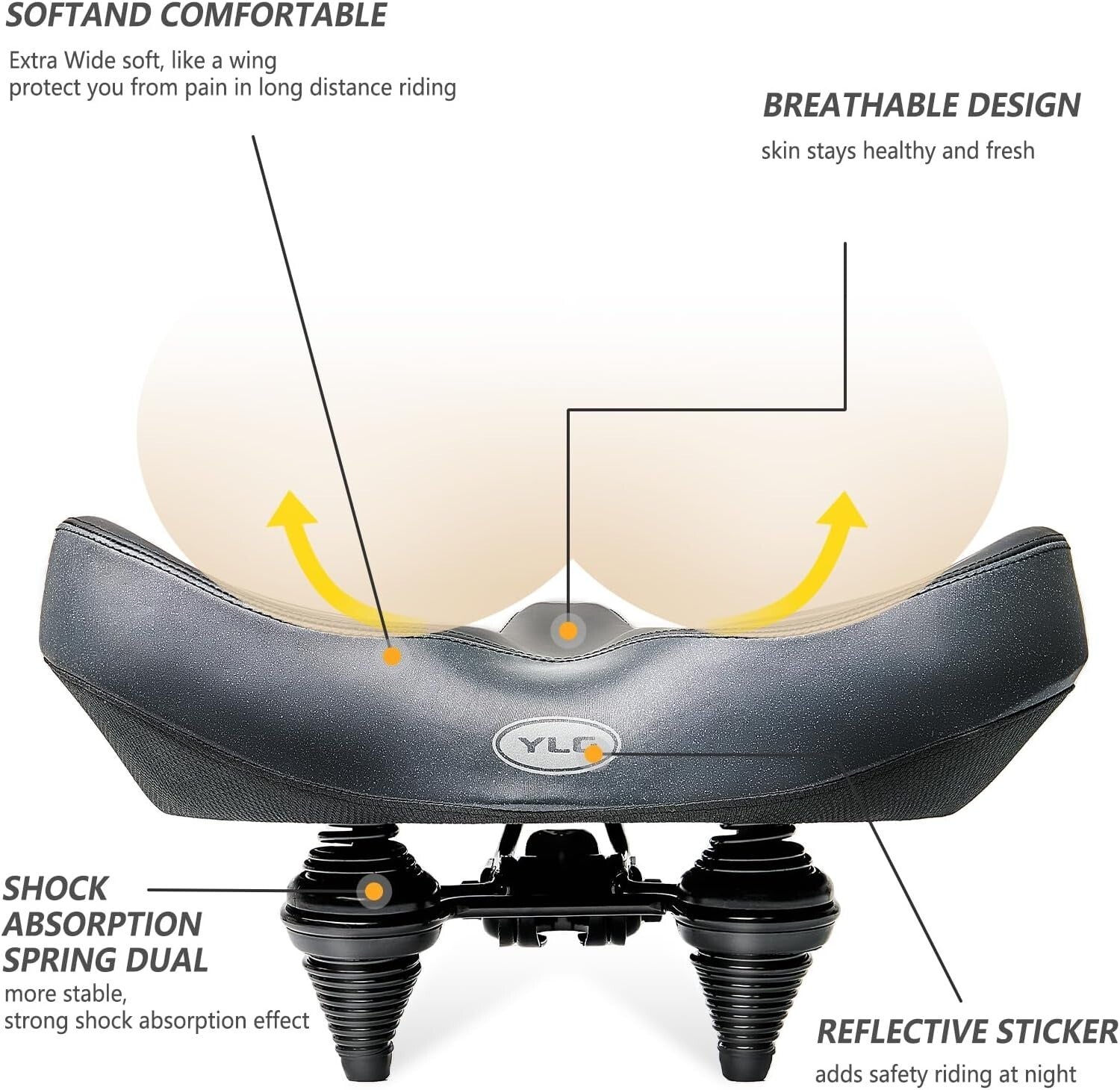 Ergonomic Bike Saddle with Dual Spring Shock Absorption - Ultimate Comfort Seat
