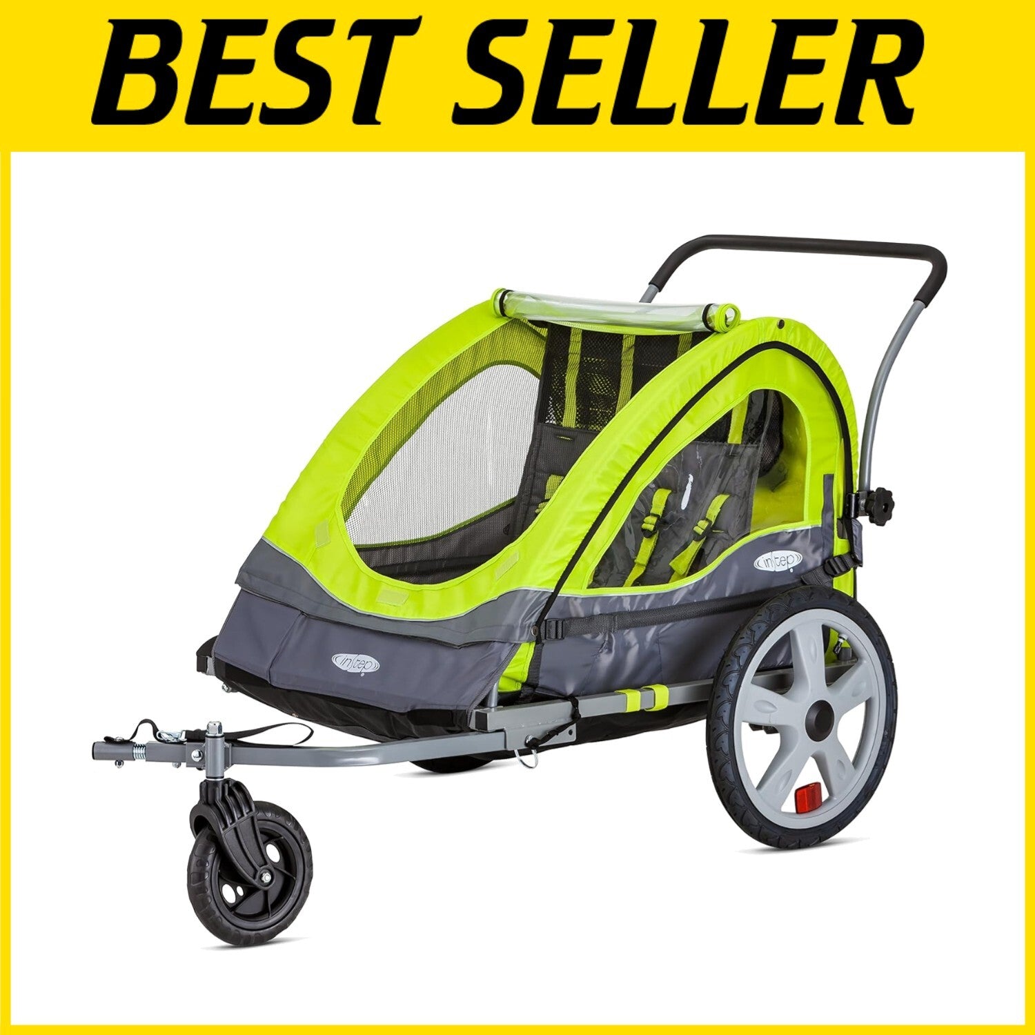 Folding Quick-N-EZ Double Child Carrier Bicycle Trailer with Universal Coupler