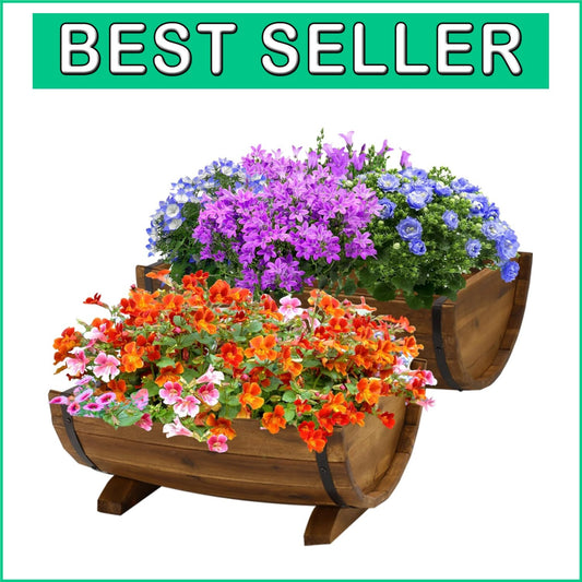 Durable Half Barrel Planters Set of 2 with Legs - Perfect for Outdoor Plants