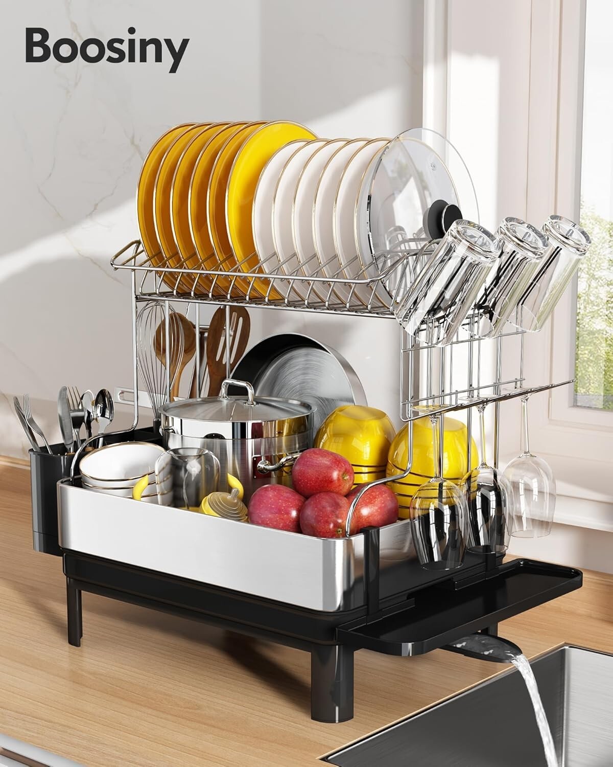 Extra Large Dish Drying Rack With Drainboard - Ideal for Families & Kitchen Use