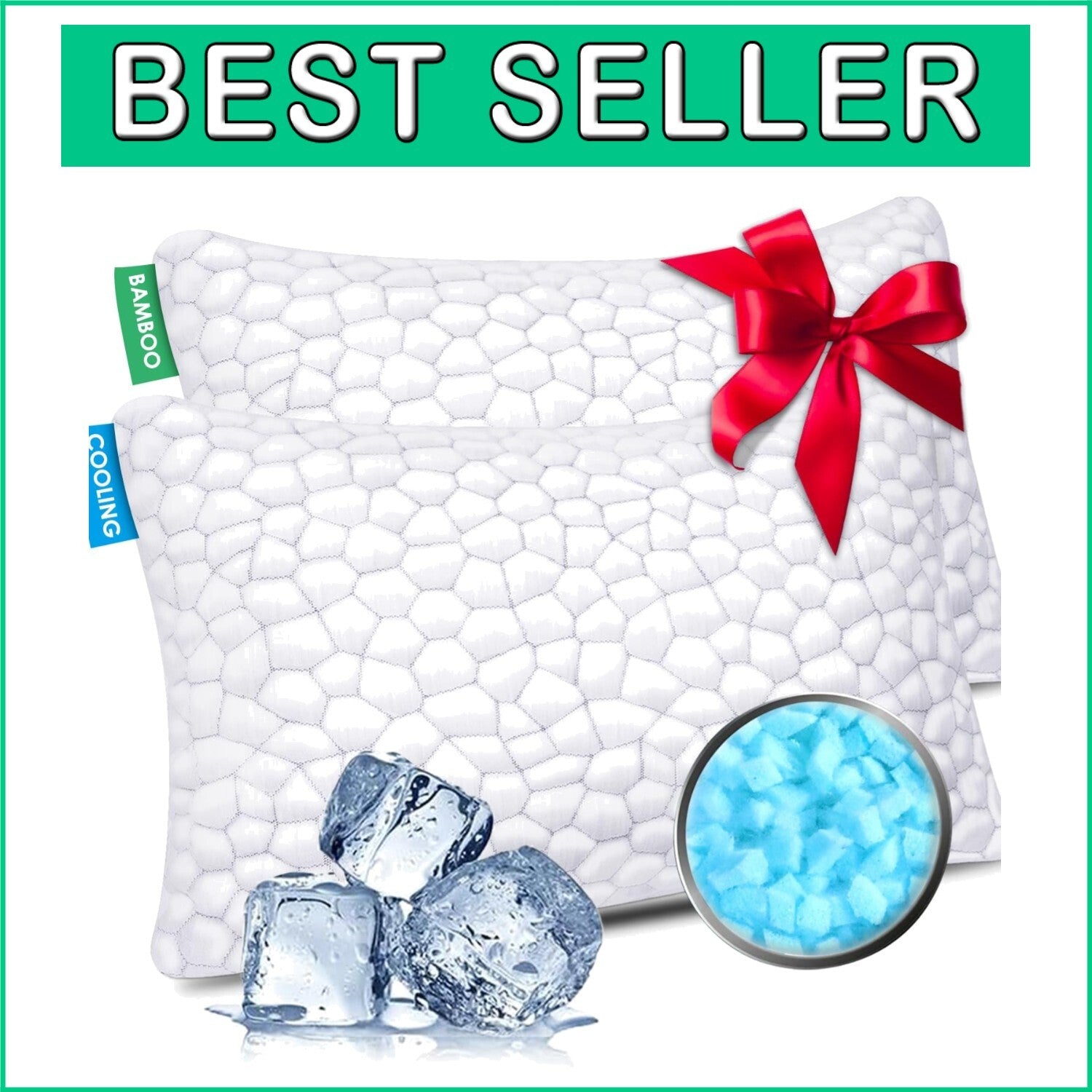 Adjustable King Size Pillows for All Sleep Positions - Soft Gel Foam (Set of 2)