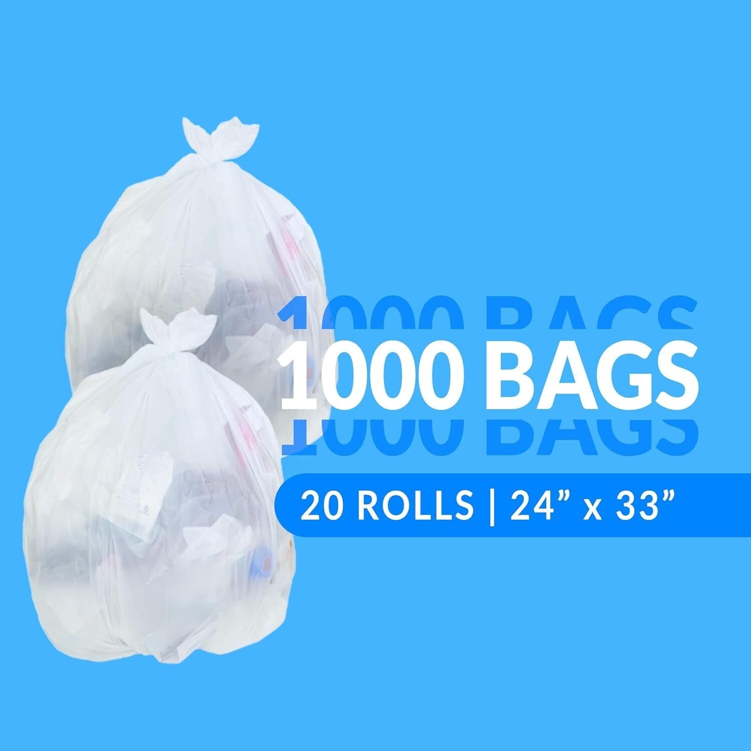 13 Gallon Multi-Use Clear Garbage Bags - 1000 Count for Strong Waste Disposal