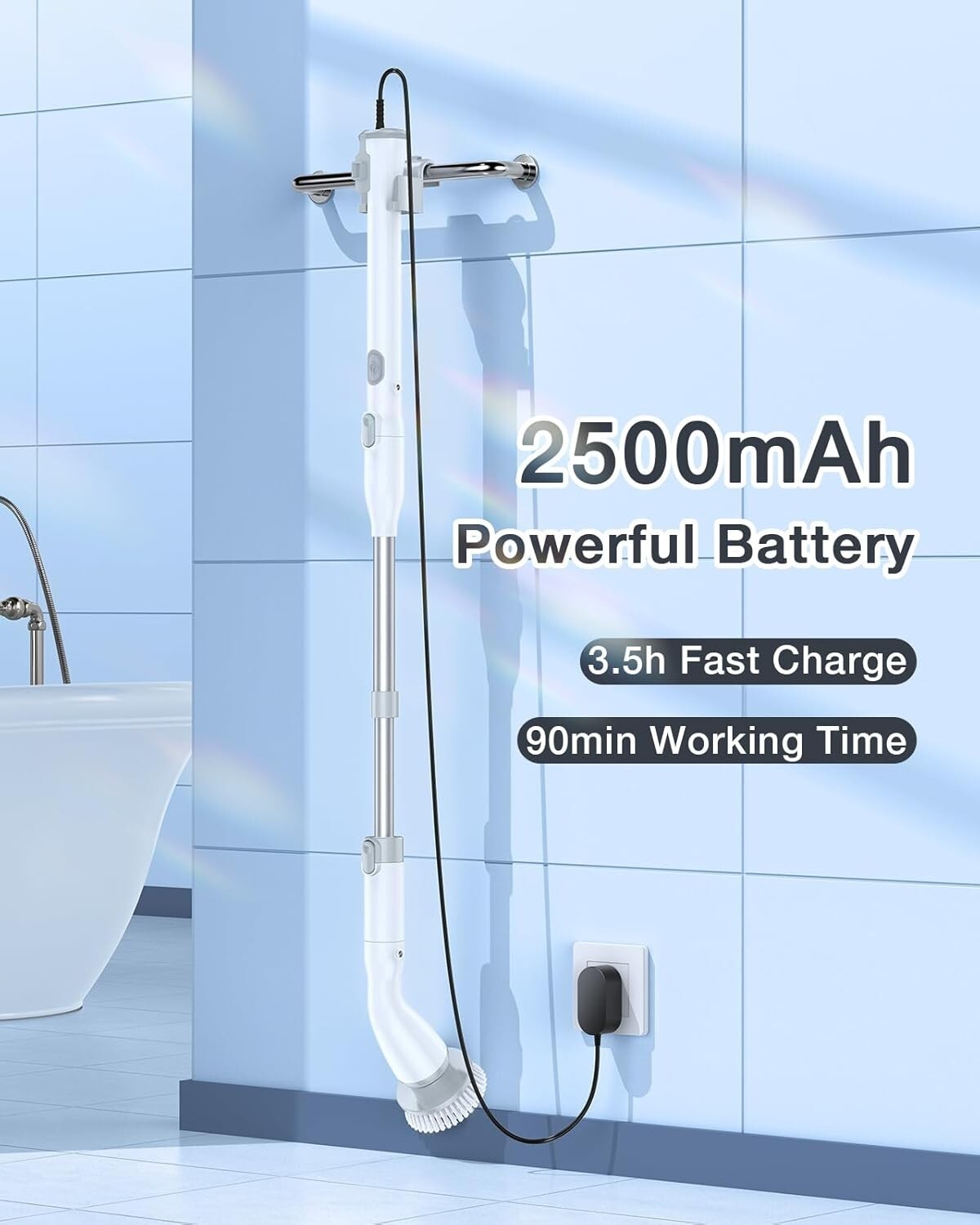 High-Speed 380 RPM Electric Spin Scrubber with 4 Brush Heads for All Surfaces