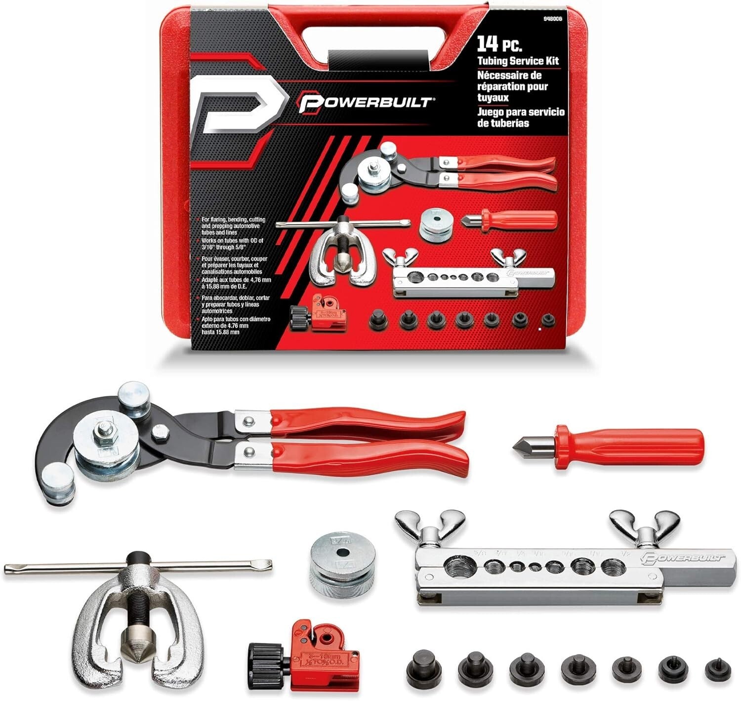 14-Piece Master Tubing Service Kit for Cutting, Bending & Flaring Metal Tubes