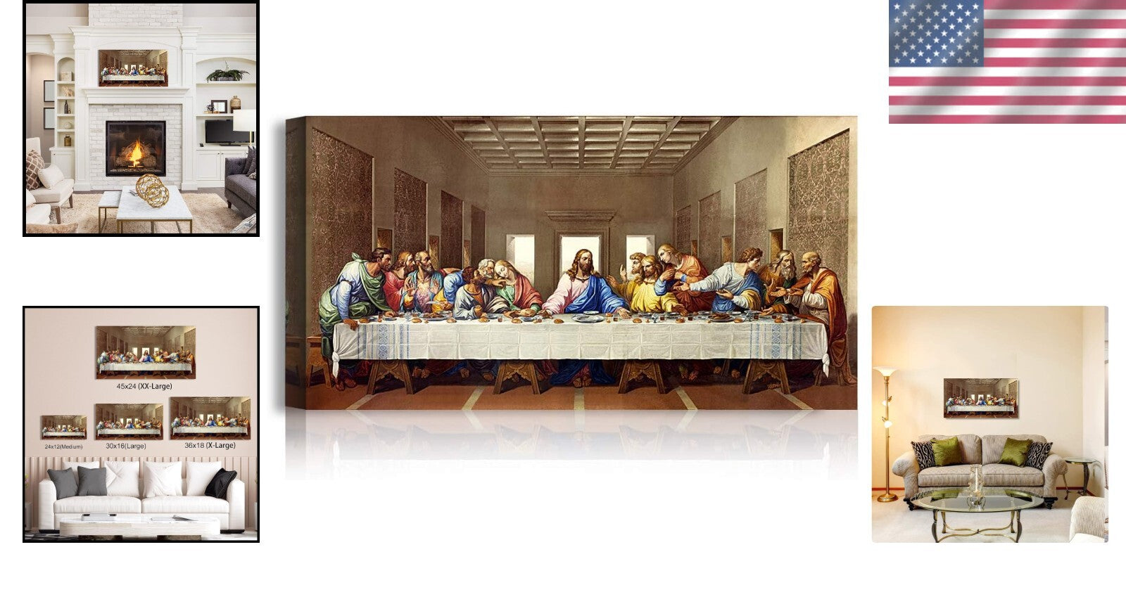 Giclee Canvas Print of Last Supper - Hand-Stretched 30x16 Art for Elegant Spaces
