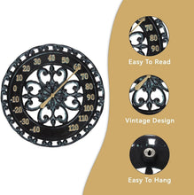 Load image into Gallery viewer, Large 13-Inch Black Wall Thermometer with Retro Design - Ideal Gift for Home