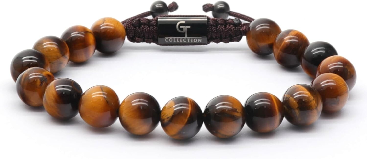 Handcrafted Tiger Eye Beaded Bracelet for Men - Adjustable Fashion Accessory