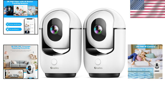 Enhanced 2K Indoor Security Camera - Smart Alerts and 24/7 Monitoring - 2 Pack