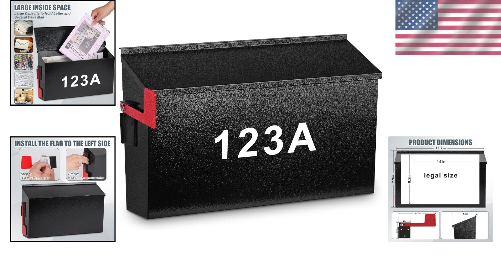 Large Capacity Wall Mailbox - Rust-Resistant with Easy Installation & Flag