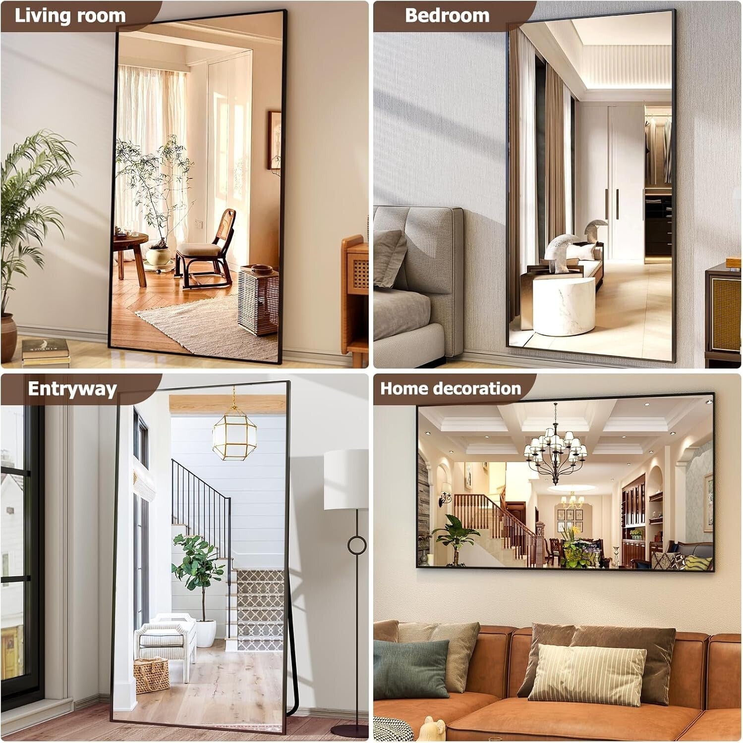 Multi-Functional Aluminum Full Body Mirror - Versatile 38"x77" Size for Home