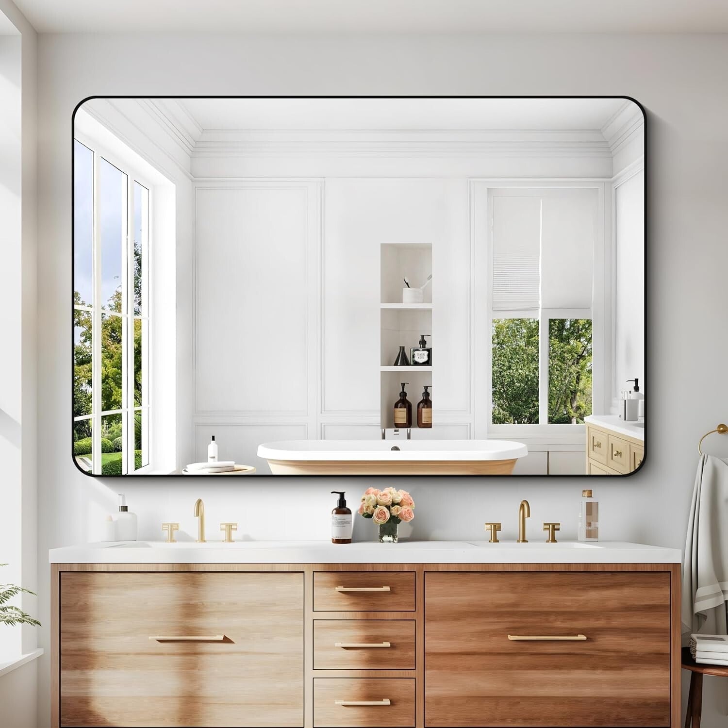 Elegant Shatterproof Wall Mirror 60x40" - Perfect for Bathrooms & Living Spaces