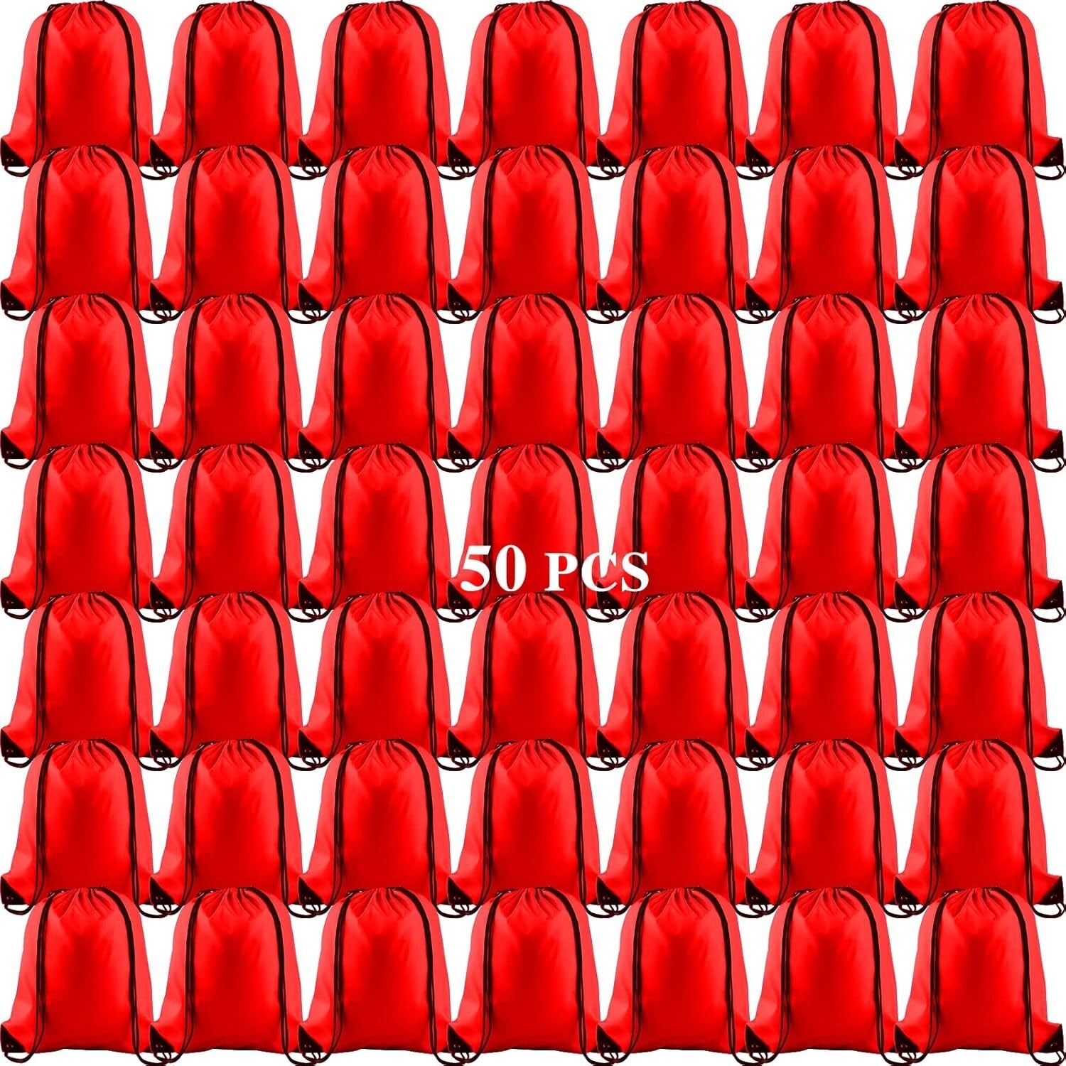 Bulk Red Drawstring Bags - 50 Durable Backpack Bags for Active Lifestyles