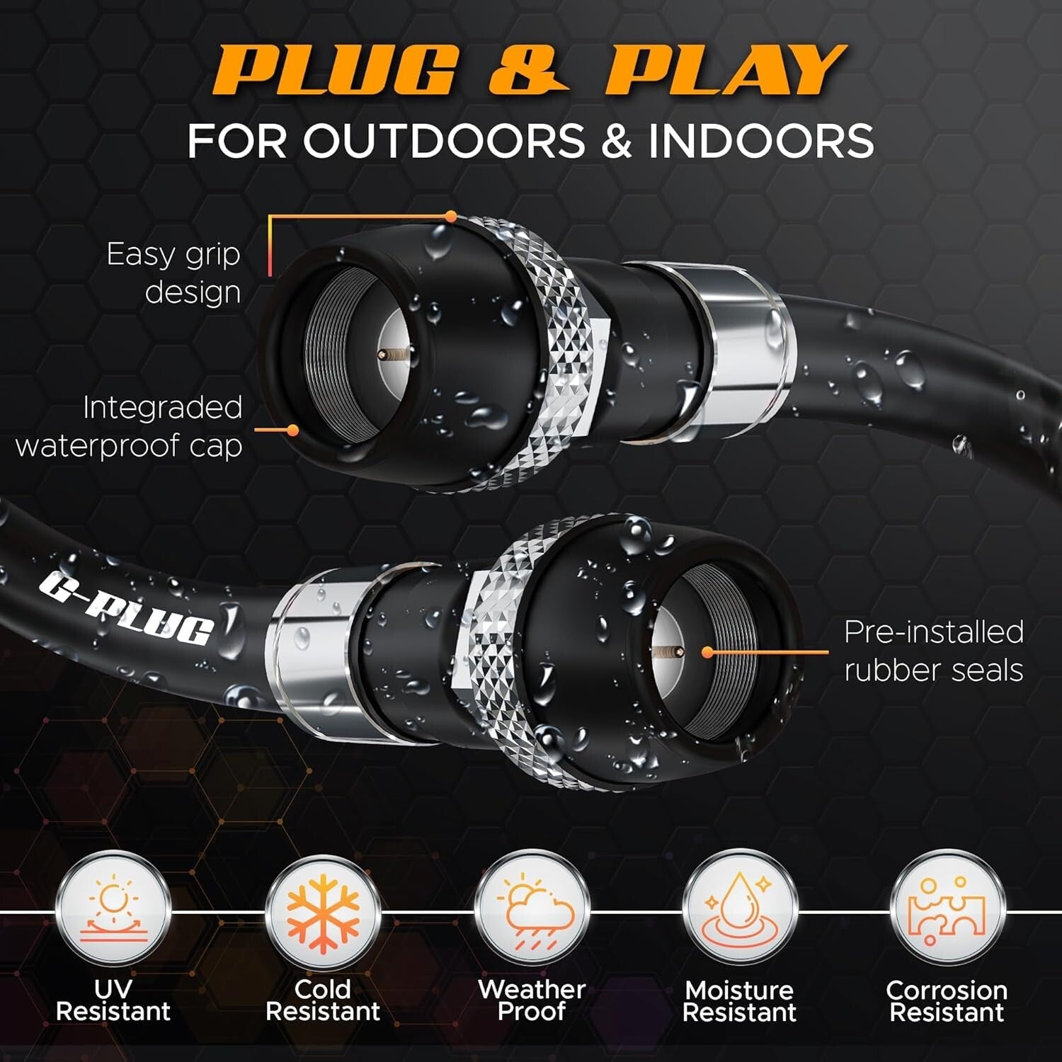 Quad Shielded RG6 Coaxial Cable 200FT - Optimal Signal for Indoor & Outdoor Use