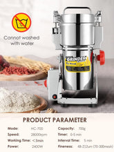 Load image into Gallery viewer, High-Speed 700g Electric Spice Grinder with Safety Lid &amp; Overload Protection