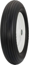 Load image into Gallery viewer, Reliable Airless Wheelbarrow Tire - 4.80/4.00-8 with Ribbed Tread 3/4" Bearings